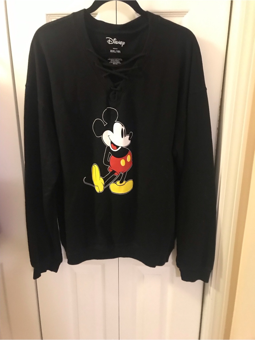 Disney Black Sweatshirt with Mickey Graphic in Red & Yellow